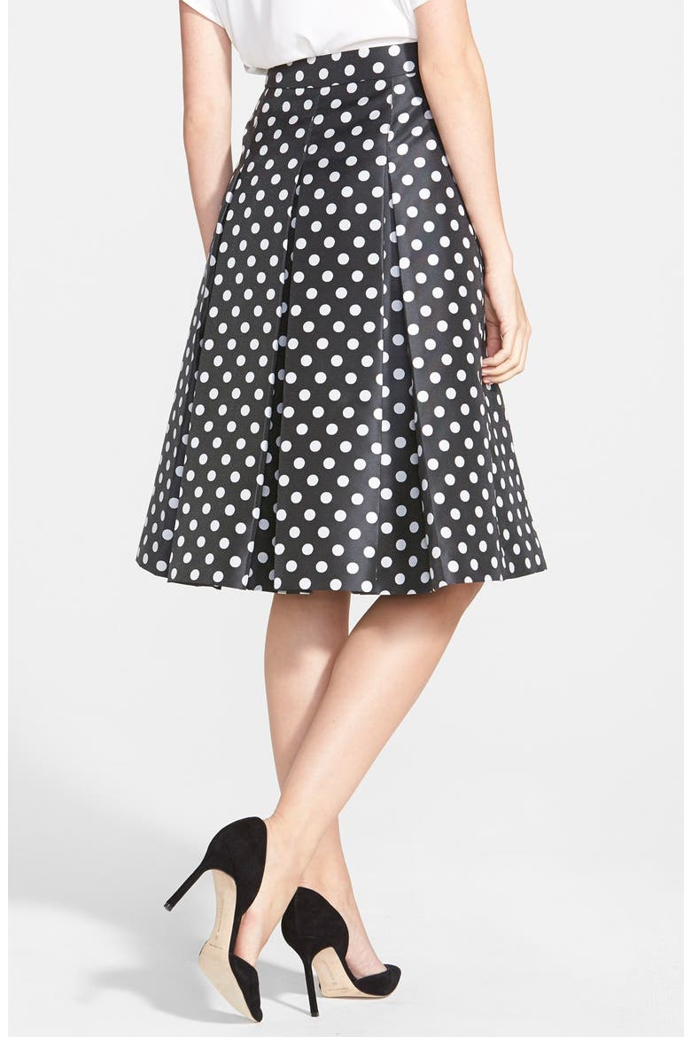 Pleat Midi Skirt, Alternate, color, BLACK- GREY DOT PRINT