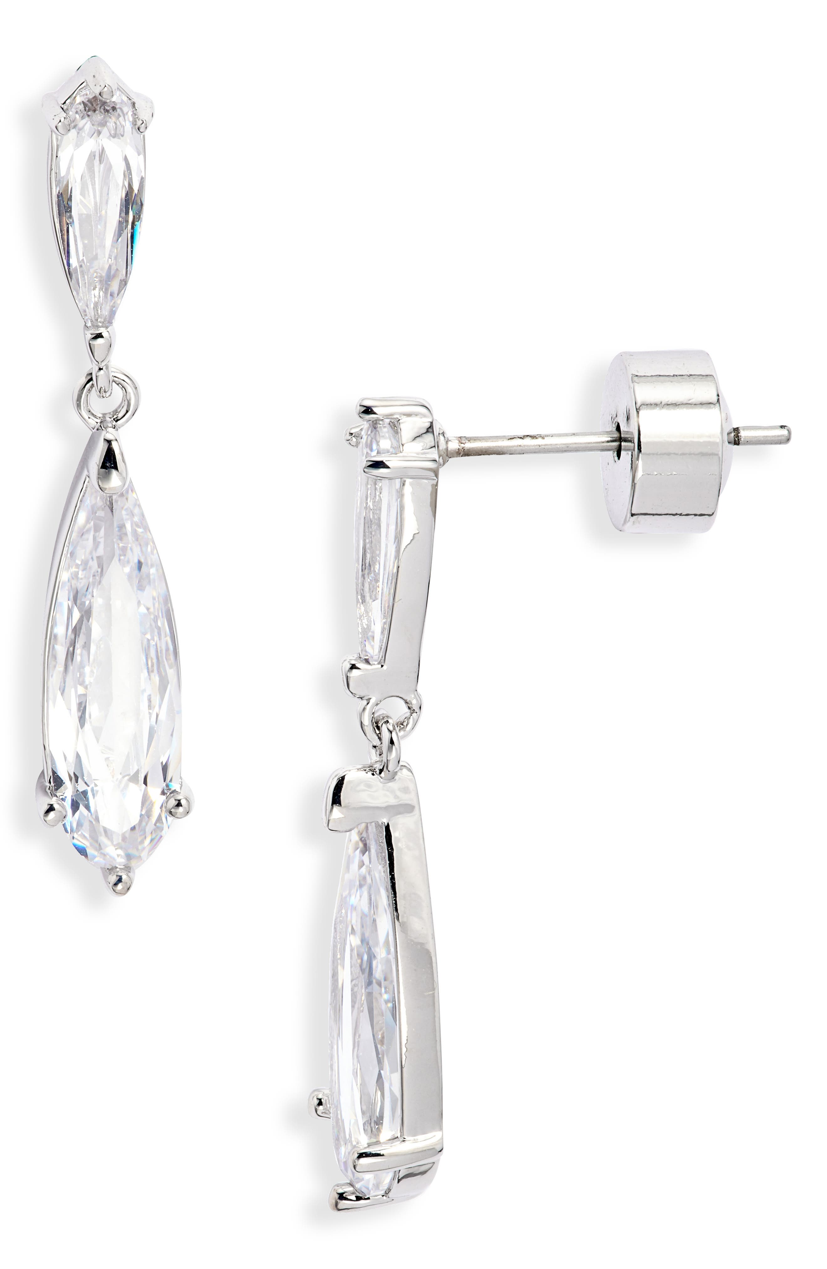 Nordstrom Elongated Pear Cubic Zirconia Drop Earrings