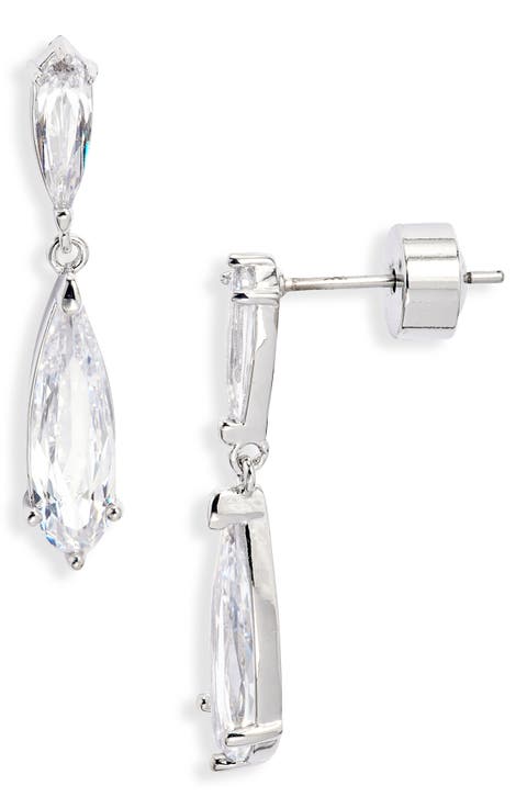 Elongated Pear Cubic Zirconia Drop Earrings