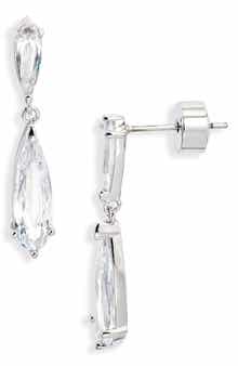 Elongated Pear Cubic Zirconia Drop Earrings