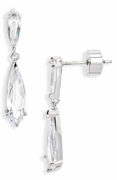 Nordstrom Elongated Pear Cubic Zirconia Drop Earrings