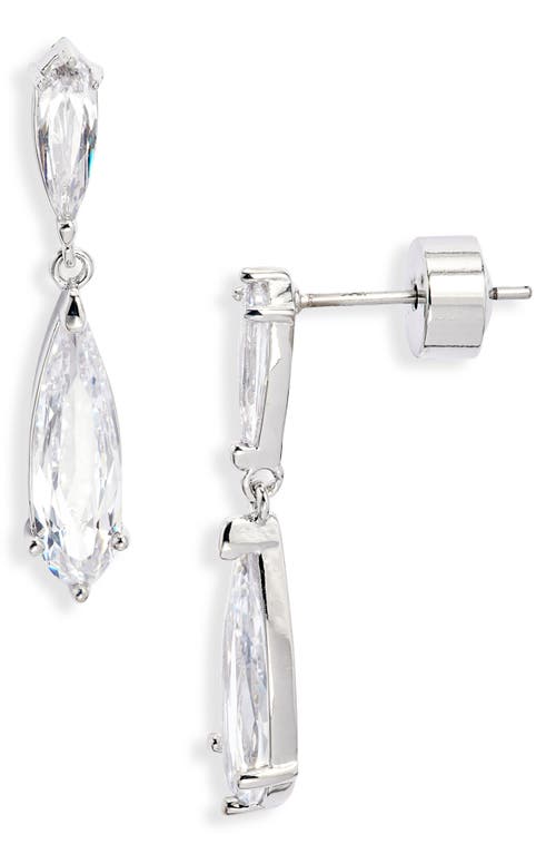 Nordstrom Elongated Pear Cubic Zirconia Drop Earrings In Silver