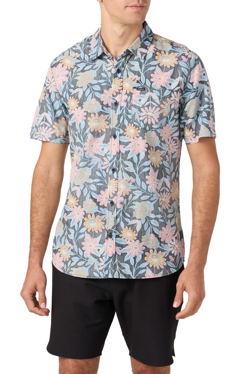O'Neill Oasis Eco Floral Short Sleeve Button-Up Shirt, Main, color, 