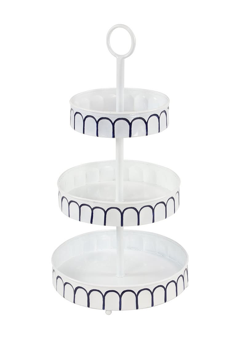 White Metal Farmhouse Tiered Server, Main, color, WHITE