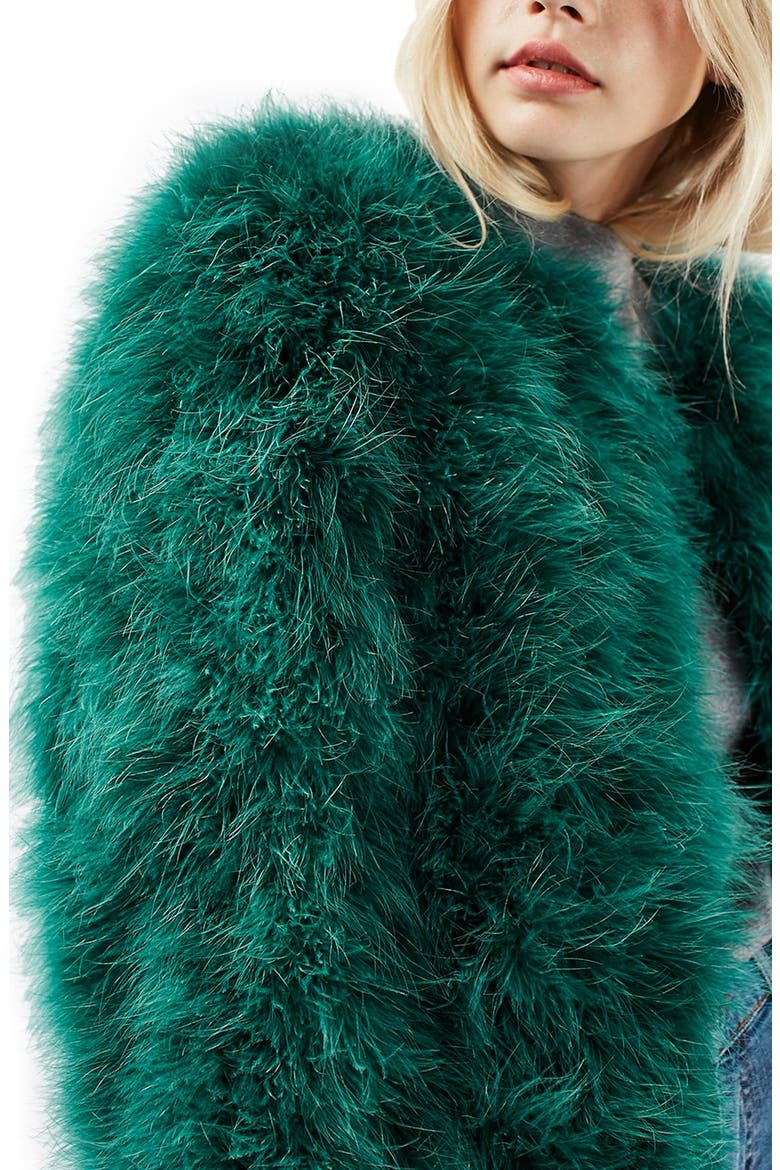 Ozzy Marabou Feather Coat, Alternate, color, GREEN
