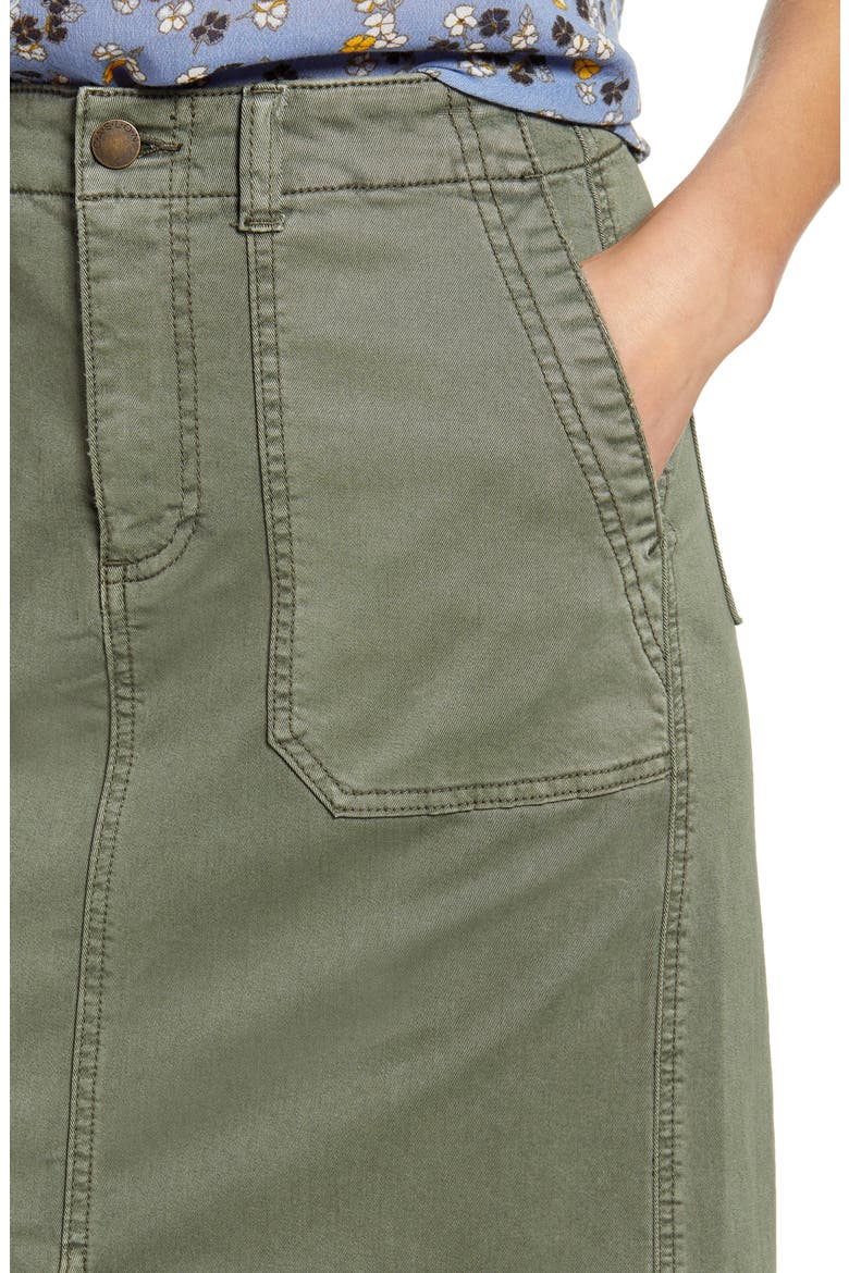 Twill Cargo Skirt, Alternate, color, GREEN BEETLE