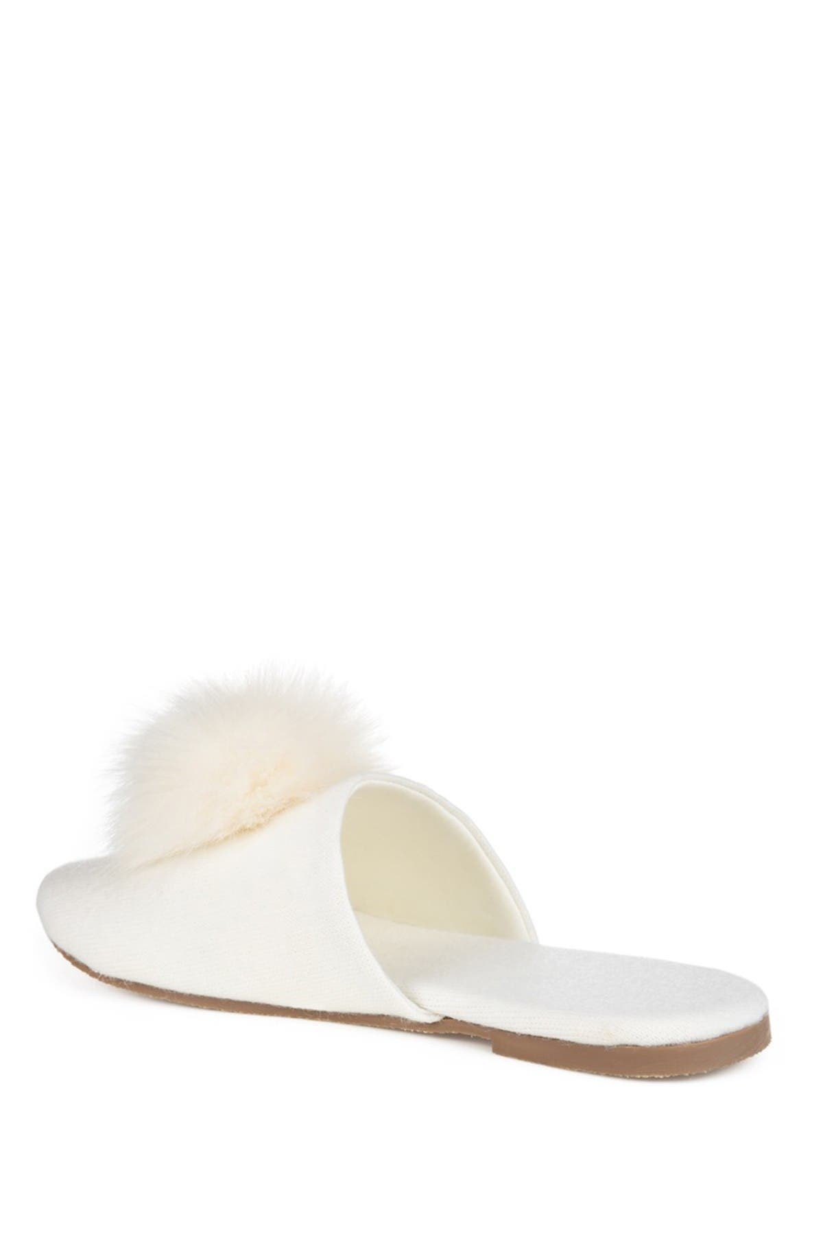 Journee Collection Nightfall Faux Fur Pompom Slipper, Alternate, color, Cream