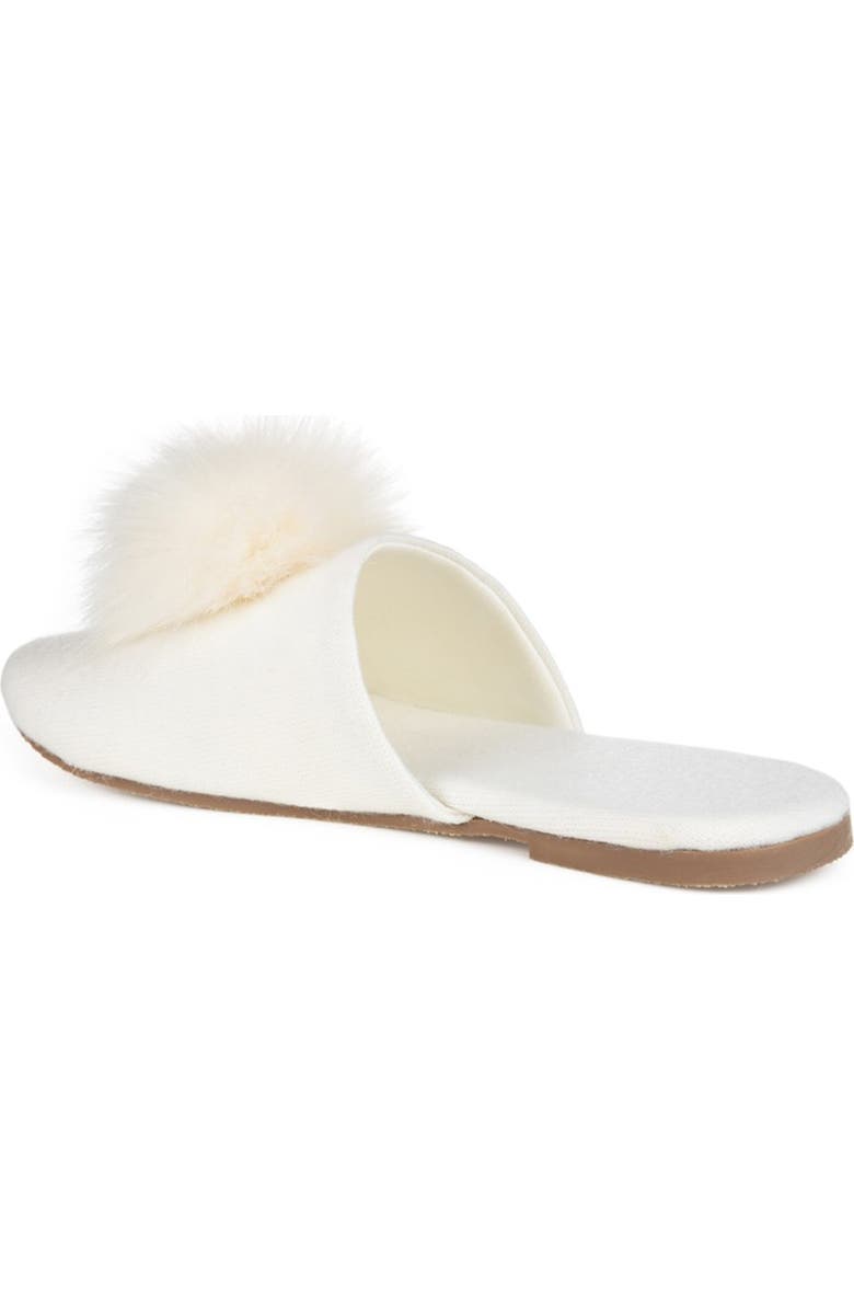 Journee Collection Nightfall Faux Fur Pompom Slipper, Alternate, color, Cream