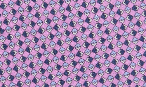 Brioni Geo Print Standard Silk Tie In Pink/navy