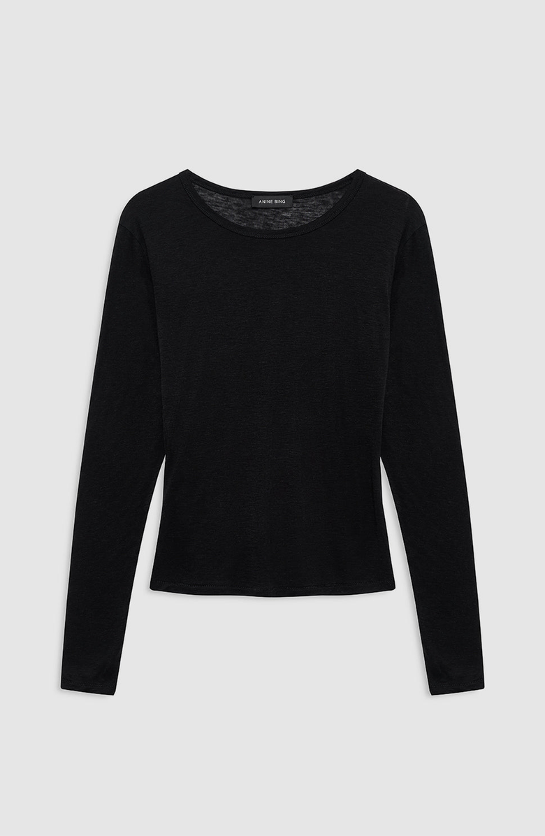 ANINE BING Sylvie Long Sleeve Tee, Alternate, color, Black