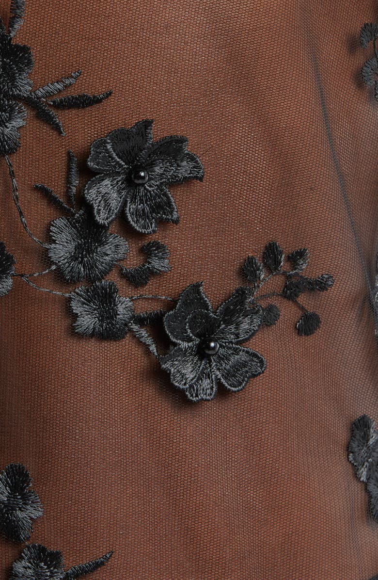 KILO BRAVA Embroidered Sheer Chemise, Alternate, color, Black