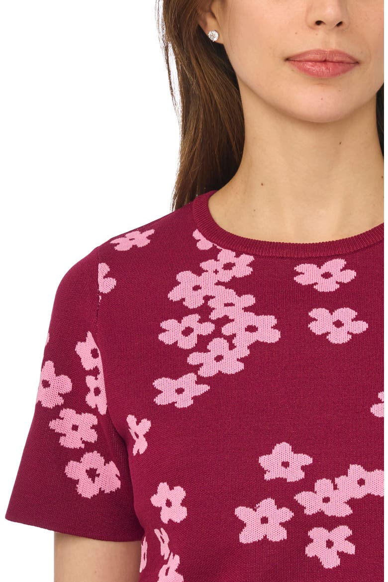 Flower Jacquard Sweater, Alternate, color, BURGUNDY WINE