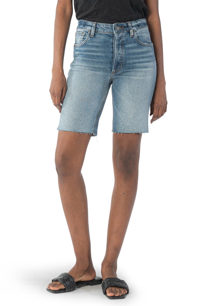 KUT from the Kloth Margot High Waist Cutoff Denim Bermuda Shorts, Main, color, 
