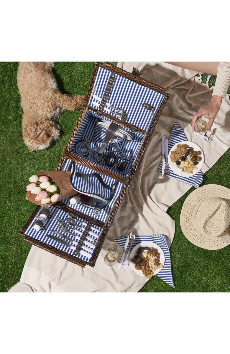 TWINE Cape Cod Wicker Picnic Basket Set, Alternate, color, Brown