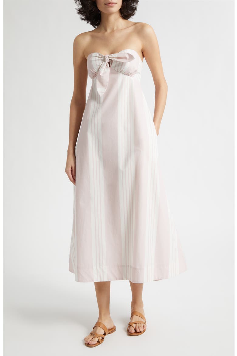 Rosie Stripe Cotton Strapless Dress, Main, color, PINK STRIPE