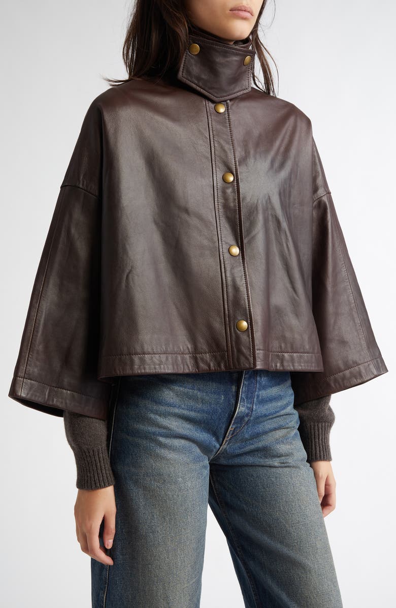 Nili Lotan Ines Cape Leather Jacket, Alternate, color,