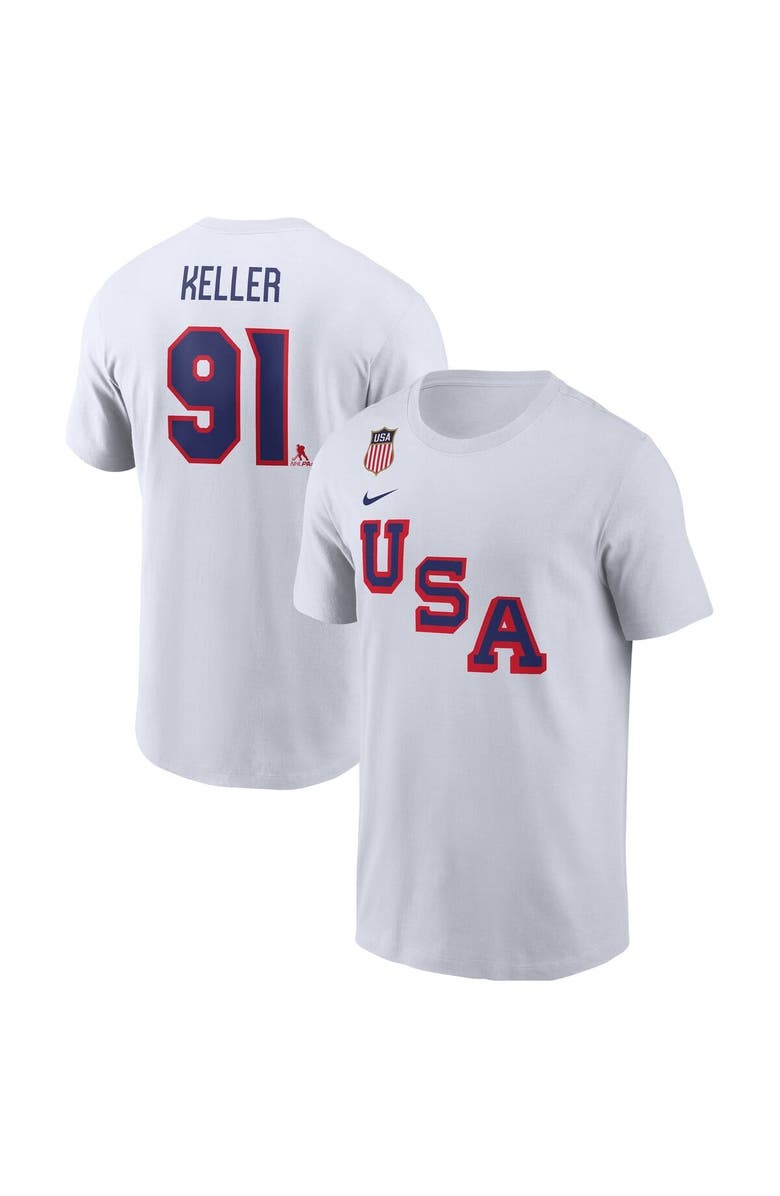 Nike Men's Nike Clayton Keller White USA Hockey 2026 Name & Number T-Shirt, Main, color, White
