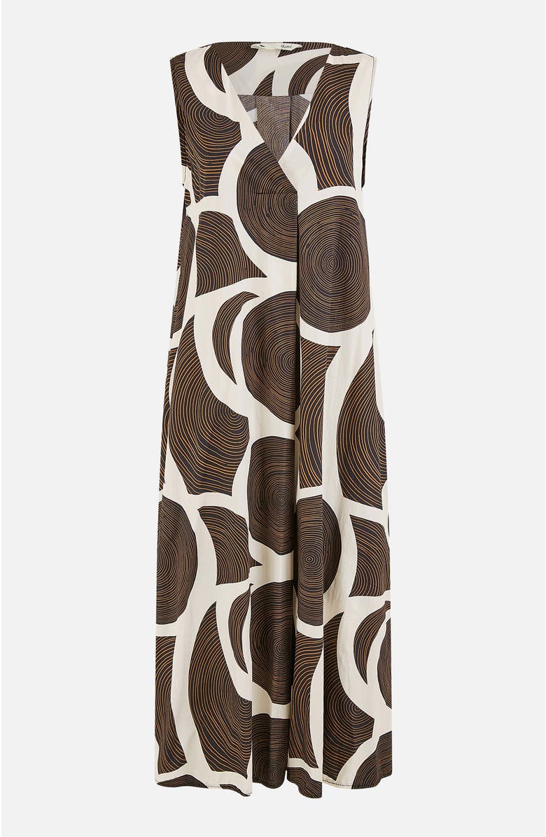 Yumi Sleeveless V-Neck Trapeze Midi Dress, Alternate, color, Brown