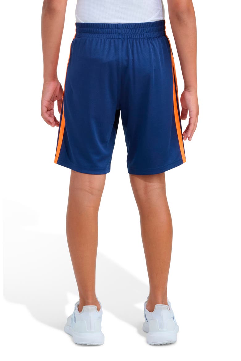 Kids' Essentials 3-Stripes Mesh Shorts, Alternate, color, NAVY/ BRIGHT ORANGE