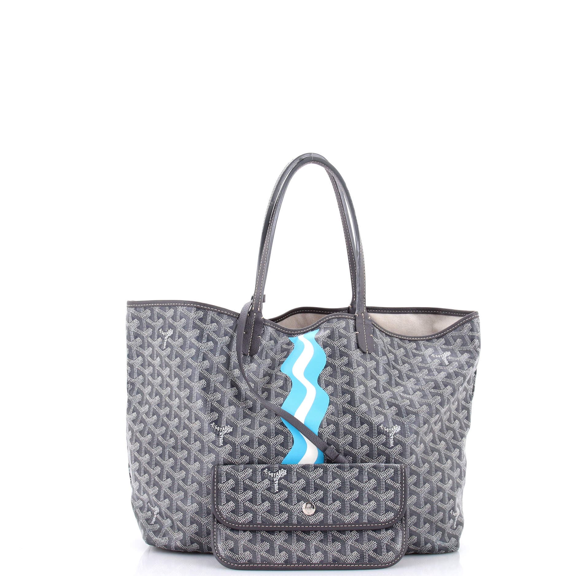 Pre-Owned Goyard Artois Tote Printed Coated Canvas MM, Alternate, color, Blue