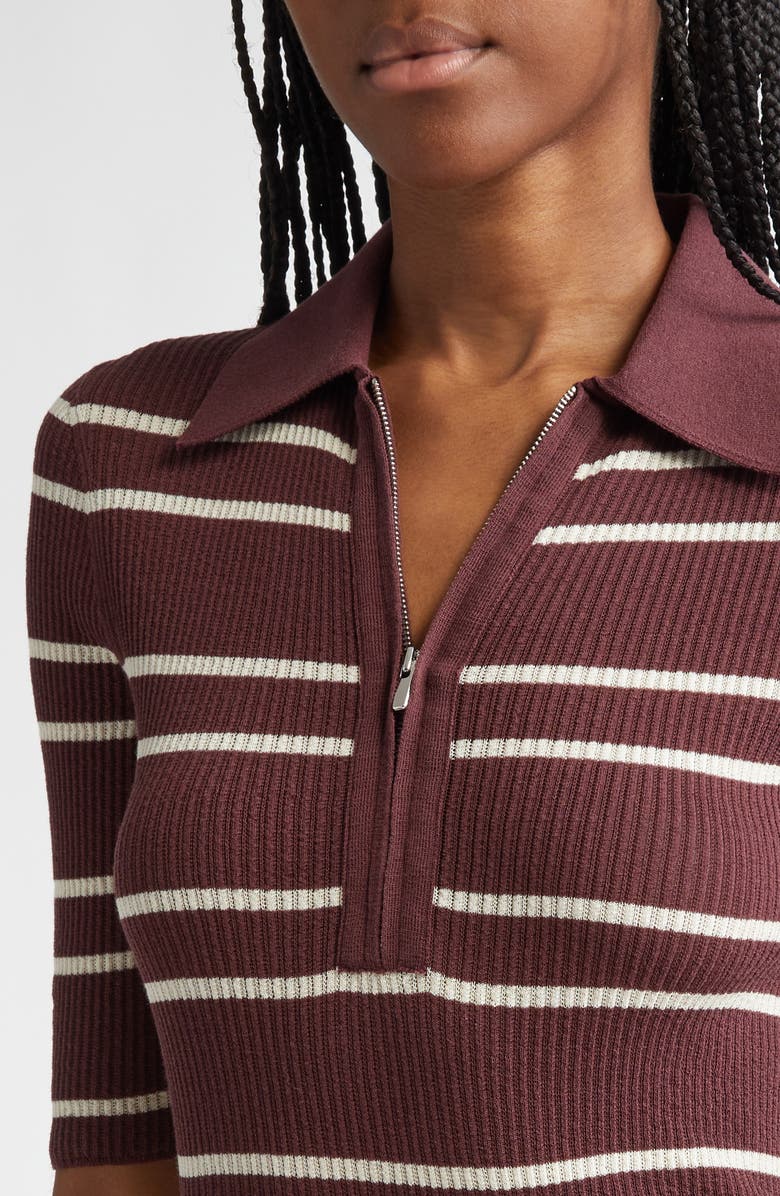 A.L.C. Cooper Stripe Knit Polo, Alternate, color, Carob/ White Wide Stripe