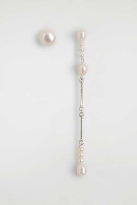 Asymmetric Freshwater Pearl Drop Earrings