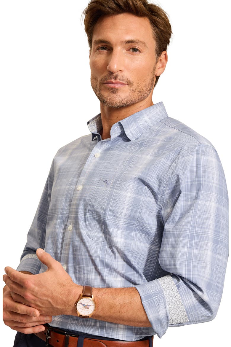 Sarasota Stretch La Cumbre Plaid Long Sleeve Button Up Shirt, Alternate, color, DRESS BLUES