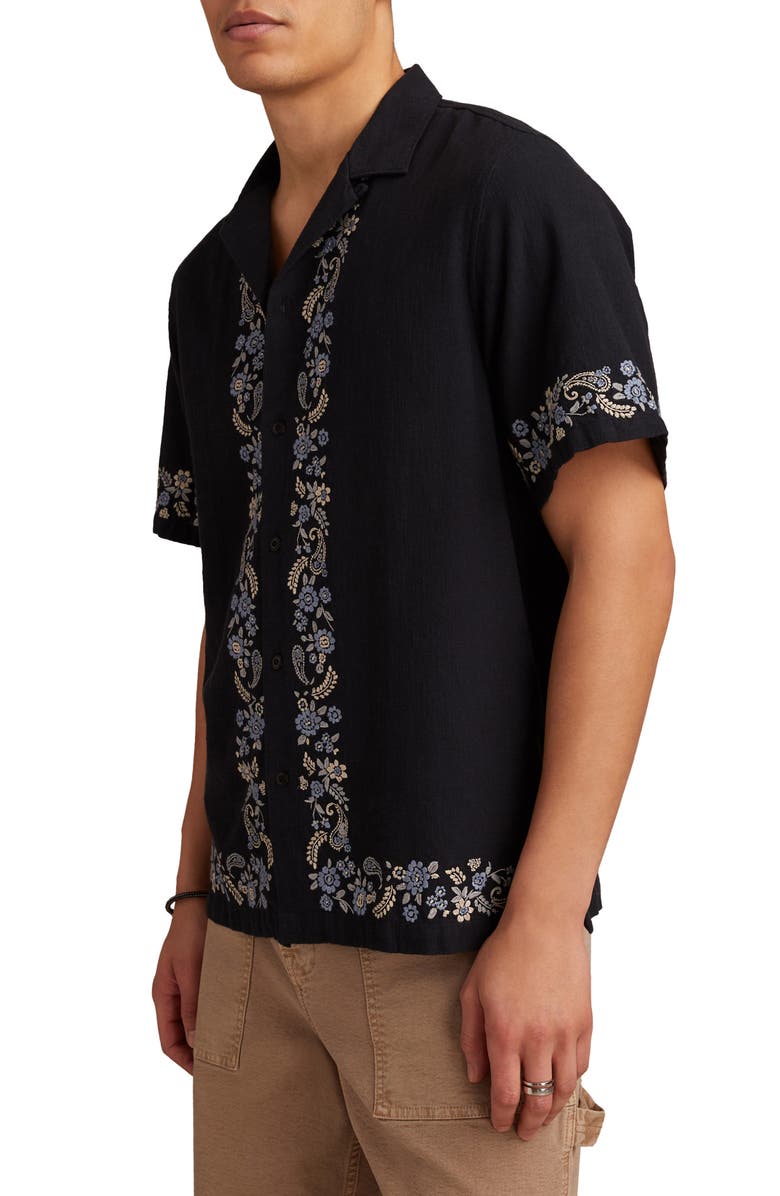 Lucky Brand Floral Embroidered Cotton Camp Shirt, Alternate, color, 