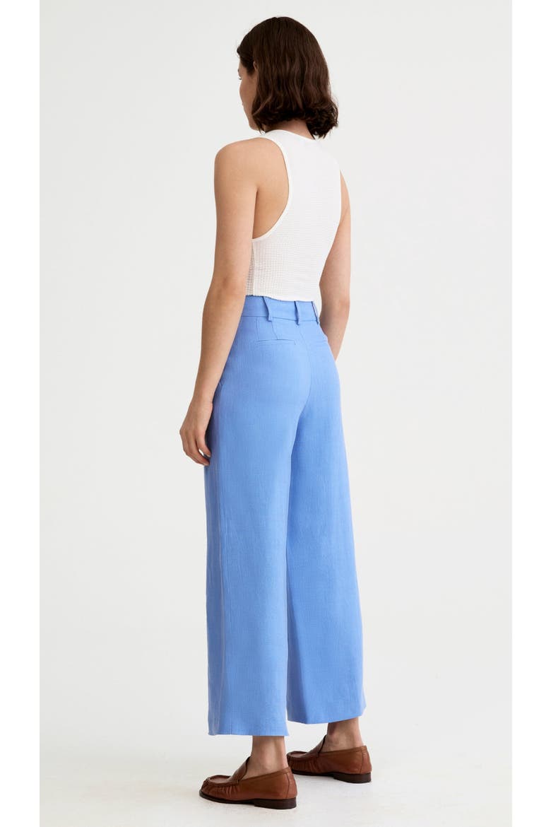 Linen Cropped Pleated Trouser, Alternate, color, Periwinkle Linen