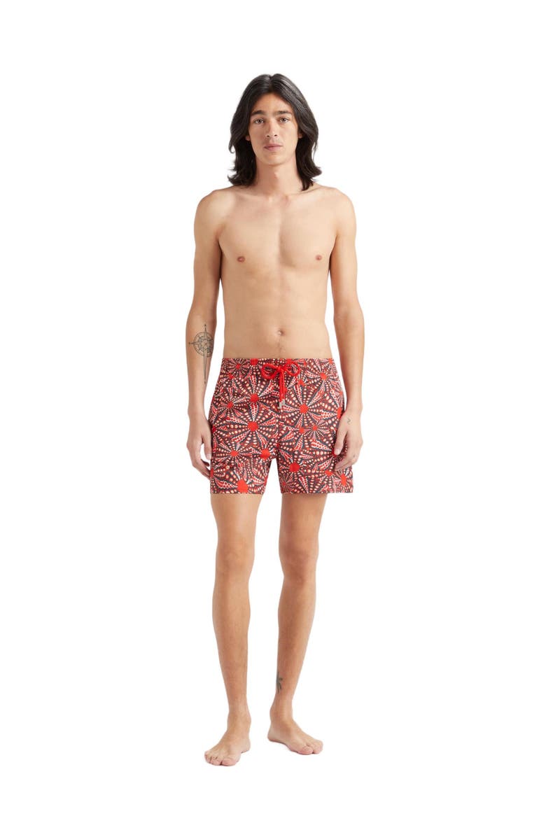 Vilebrequin Men's Oursinades Stretch Swim Trunks, Main, color, Coquelicot