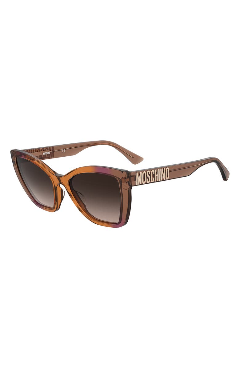 Moschino 55mm Cat Eye Sunglasses, Alternate, color, Brown Orange