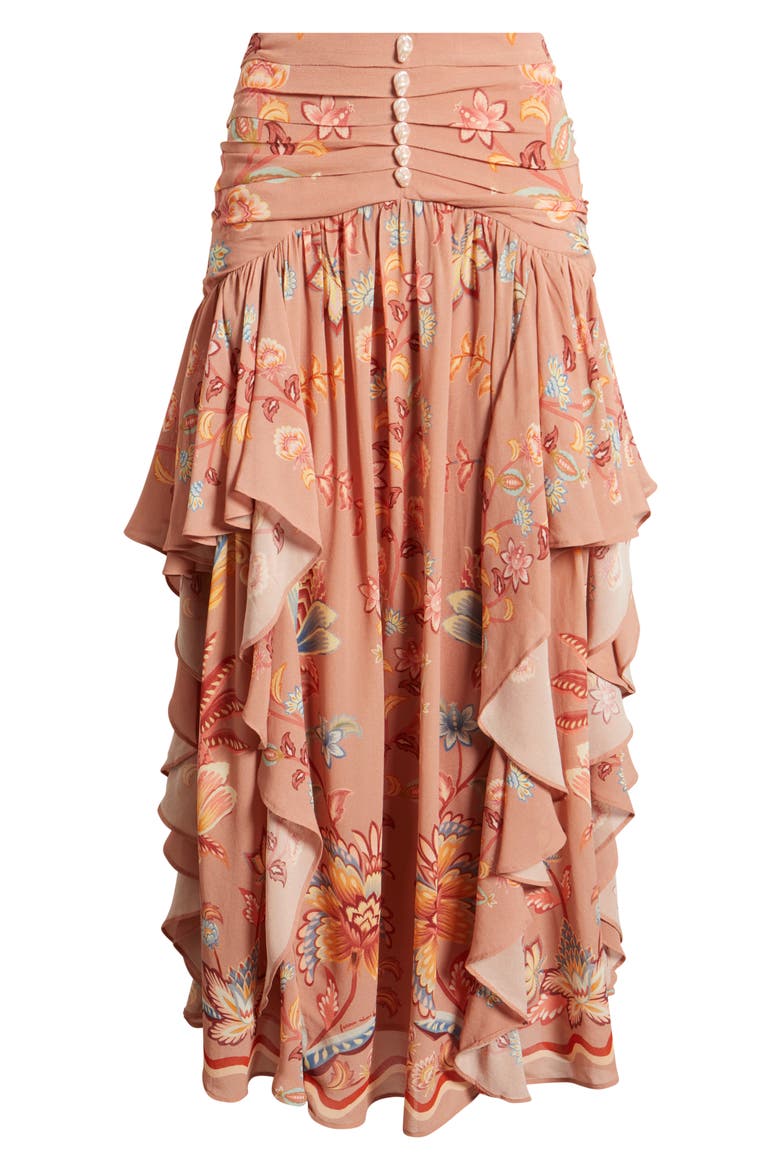 Boho Enhance Ruffled Maxi Skirt, Alternate, color, BOHO ENCHANCE MOCHA