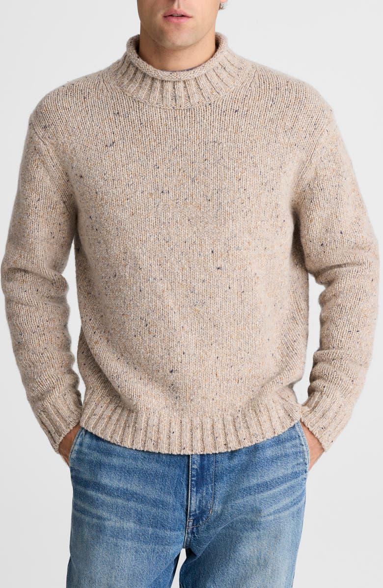 Madewell Roll Neck Donegal Wool Blend Sweater, Main, color, Oatmeal