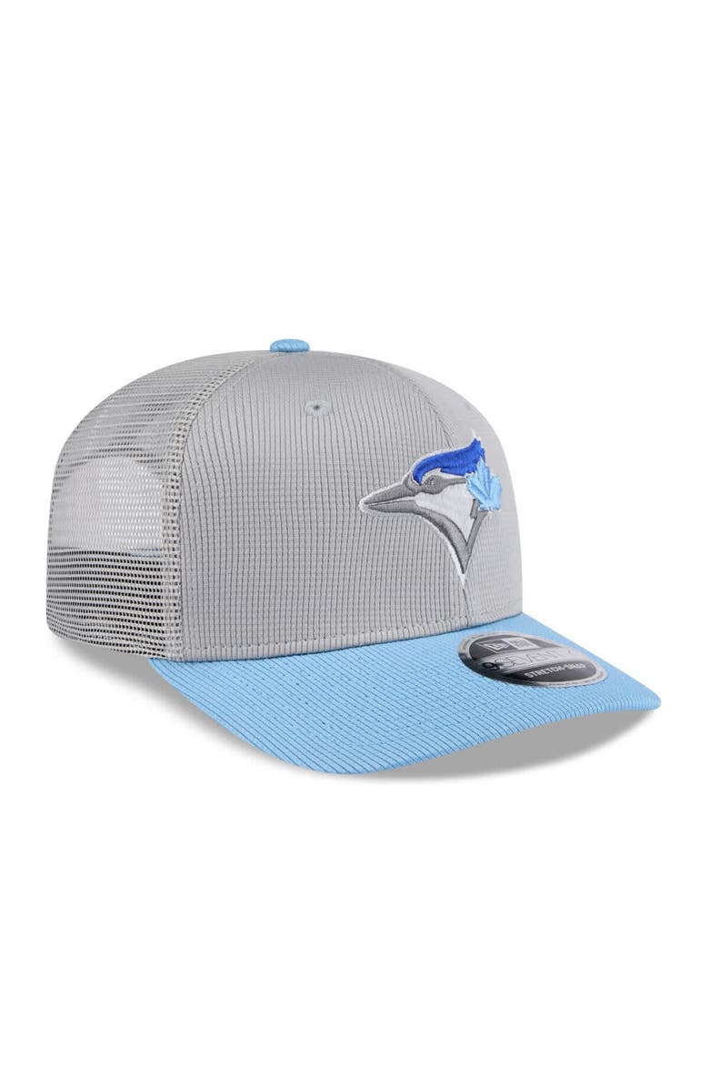 New Era Men's New Era  Gray/Powder Blue Toronto Blue Jays 2025 Batting Practice 9SEVENTY Stretch-Snap Trucker Hat, Alternate, color, 