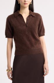 Nordstrom Brushed Cashmere Polo Sweater