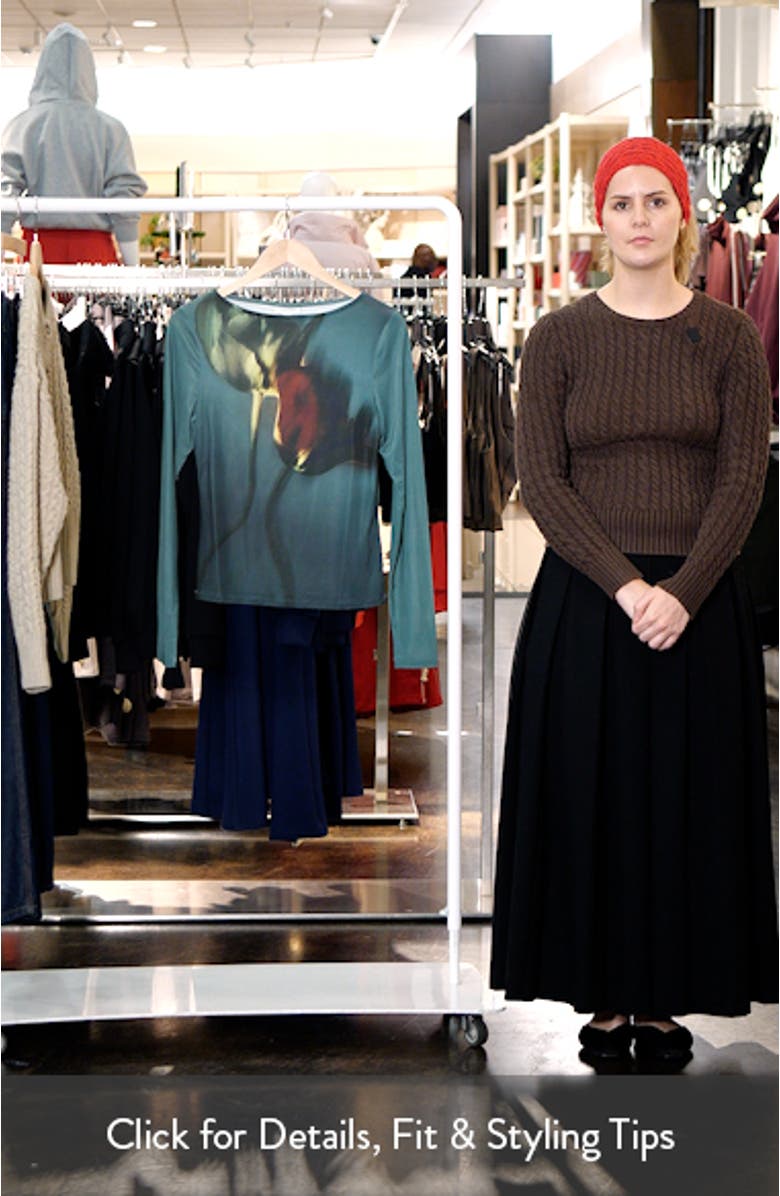 Abstract Floral Print Boat Neck Top, sales video thumbnail