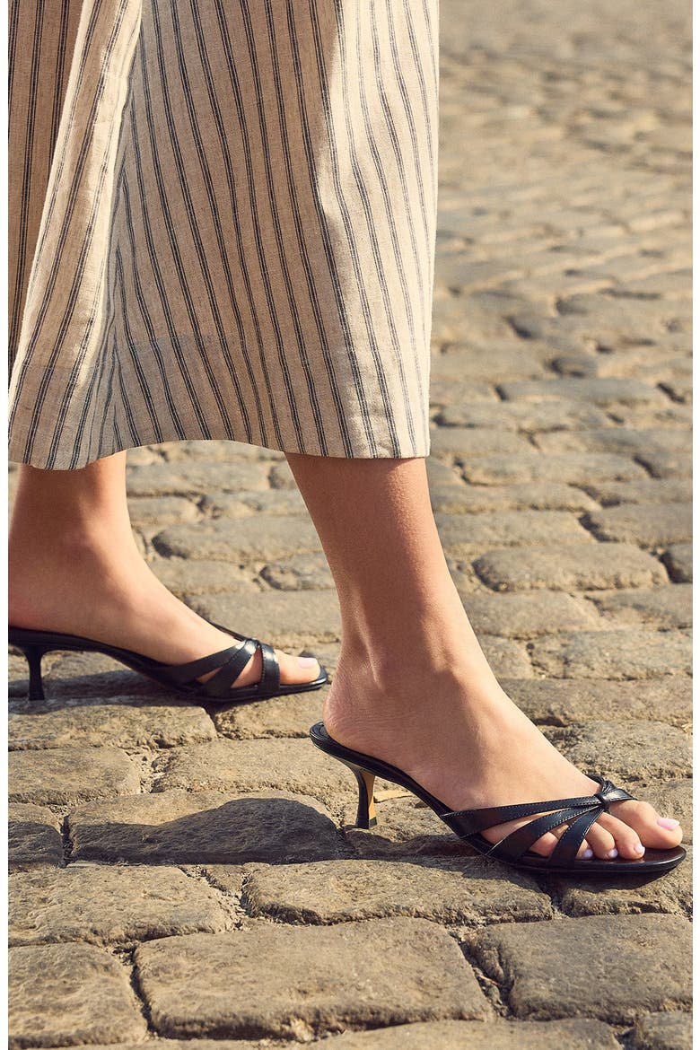 steve madden cary leather dress sandals CARY Black Leather Square-Toe Strappy Mule Women's Heel Steve Madden
