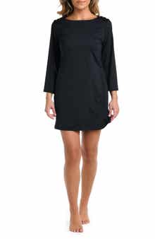 La Blanca Boat Neck Three-Quarter Sleeve Tunic Cover-Up Dress
