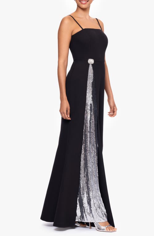 Betsy & Adam Sequin A-line Gown In Multi