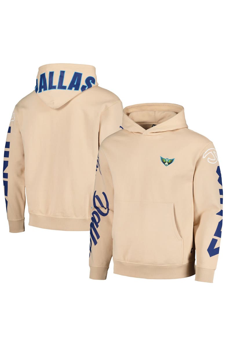 THE WILD COLLECTIVE Unisex The Wild Collective Cream Dallas Wings Graffiti Acid Wash Pullover Hoodie, Alternate, color, Cream