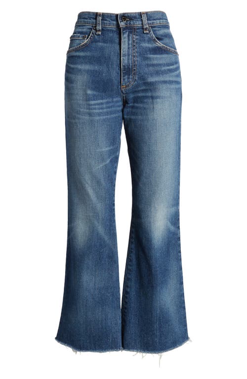 Askk Ny Geek Raw Hem Ankle Flare Jeans In Brown