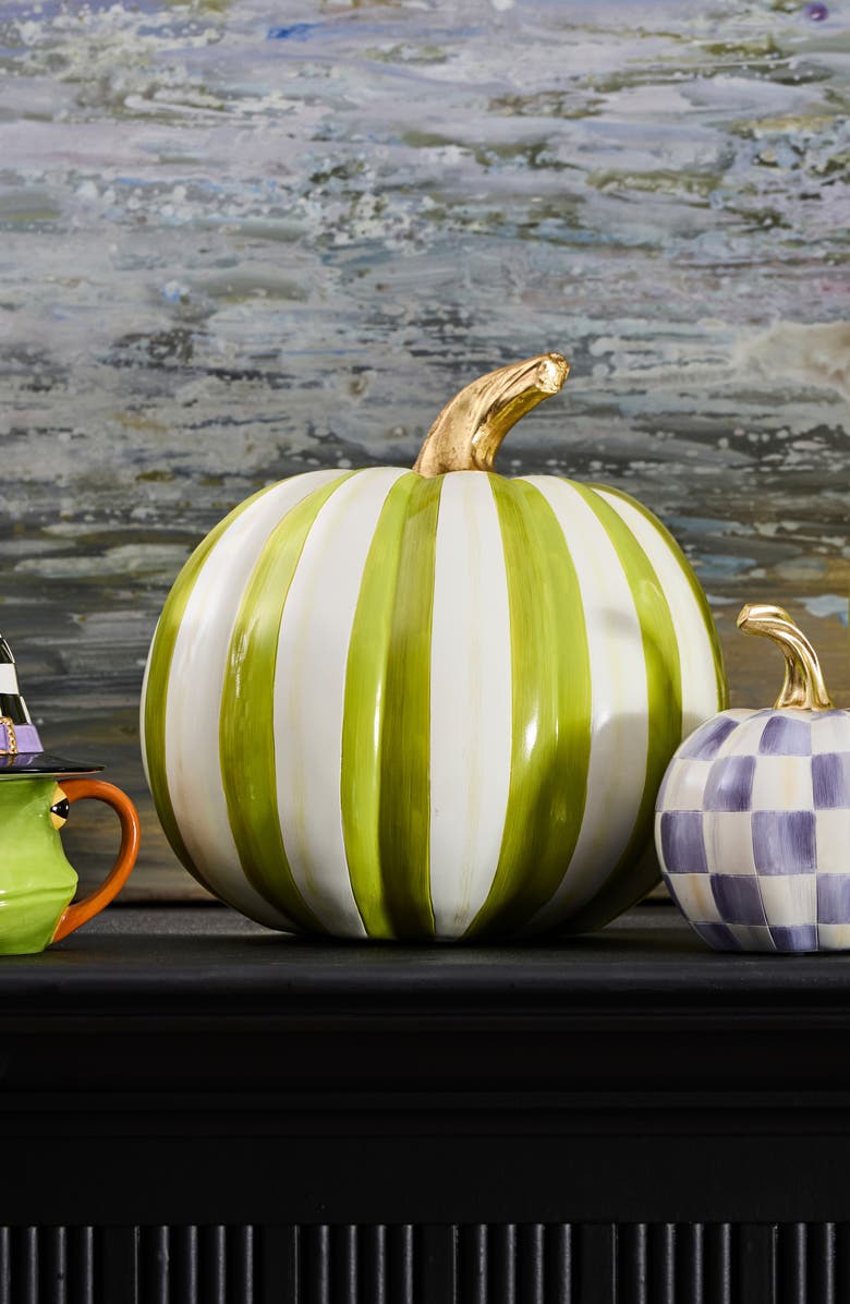 MACKENZIE CHILDS Moss Stripe Medium Pumpkin, Alternate, color, Green