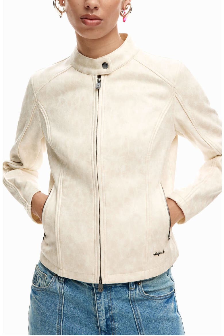 Faux Leather Jacket, Main, color, WHITE