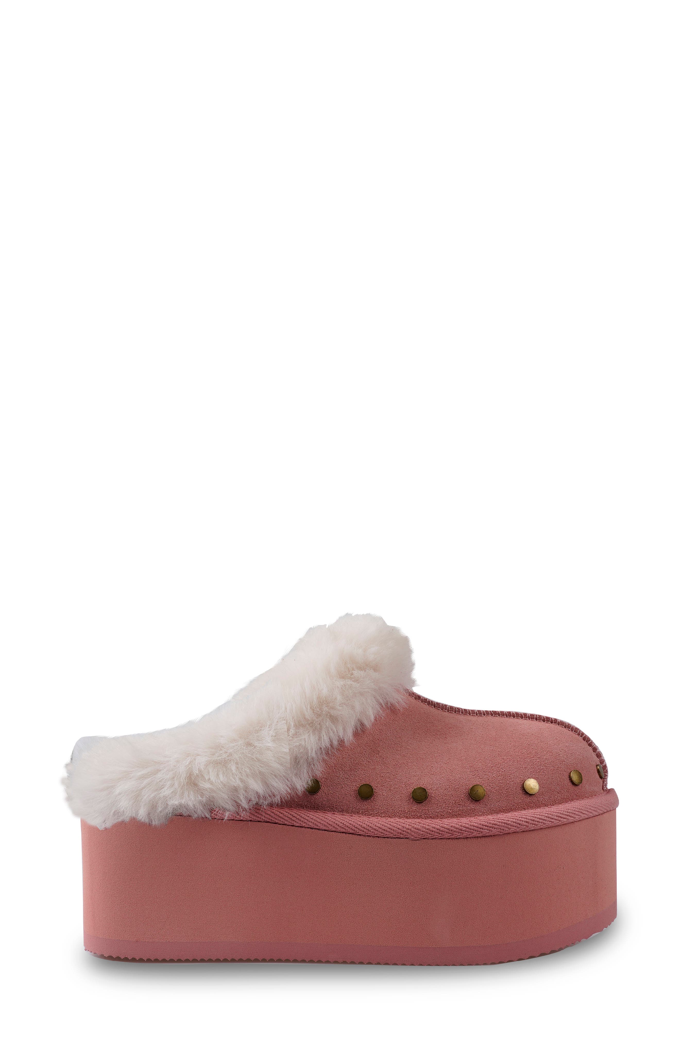 Sabi Faux Fur Platform Clog, Alternate, color, RED