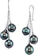 The Pearl Source 7-8mm 14K Gold Tahitian South Sea Drop Pearl Dangle Cluster Earrings