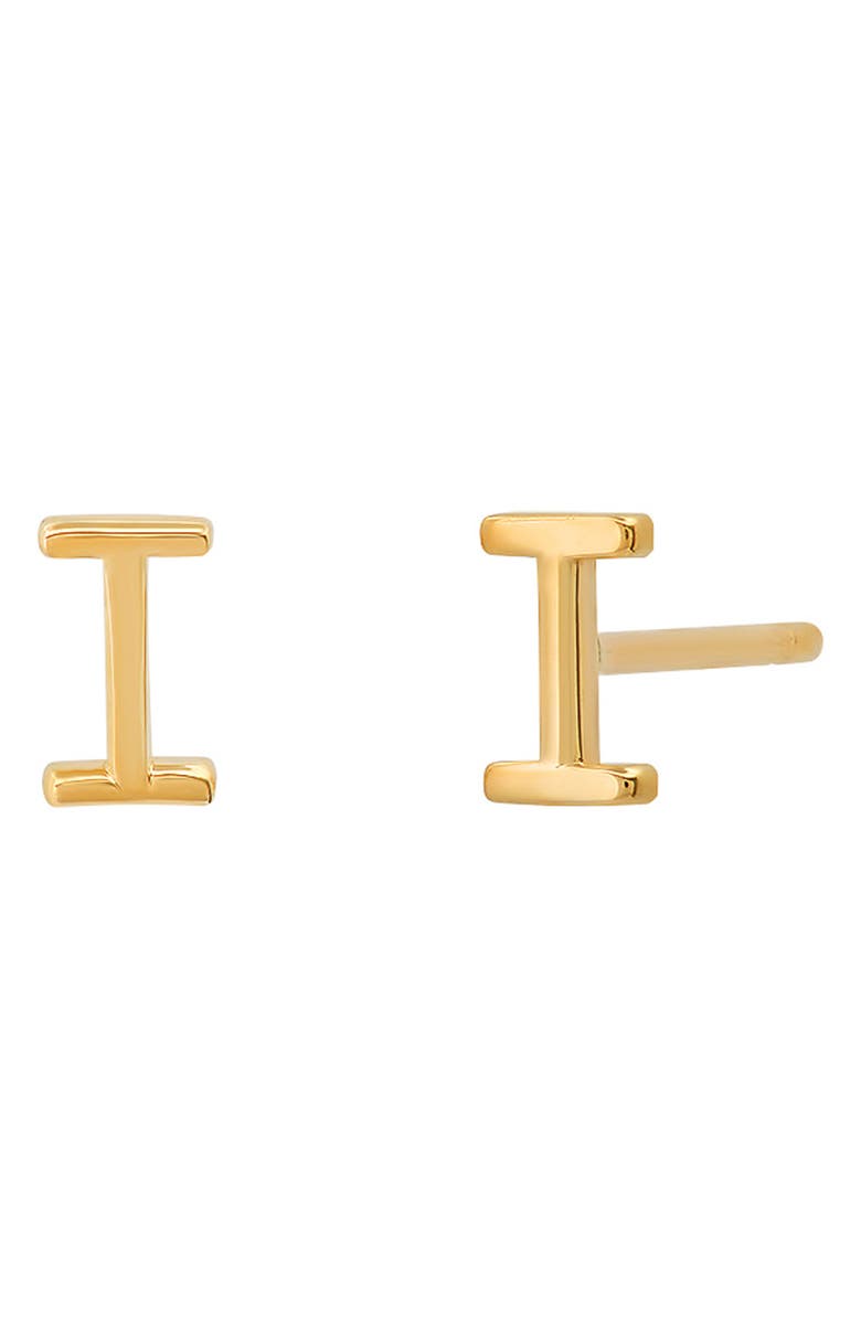 BYCHARI Initial Stud Earrings, Main, color, 14K Yellow Gold-I