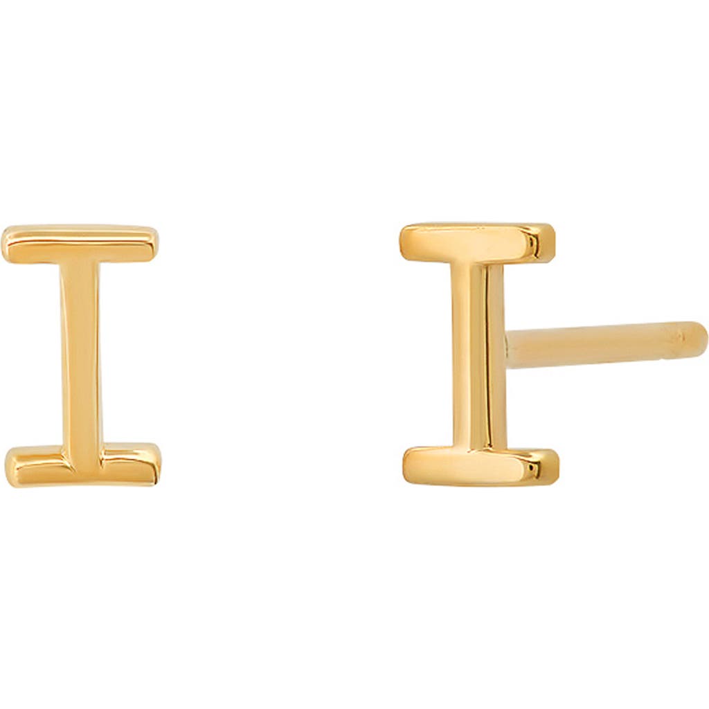BYCHARI Initial Stud Earrings in 14K Yellow Gold-I  product