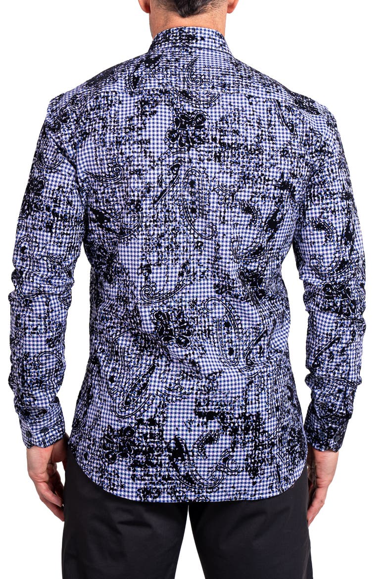 Fibonacci Ascension Contemporary Fit Button-Up Shirt, Alternate, color, BLUE