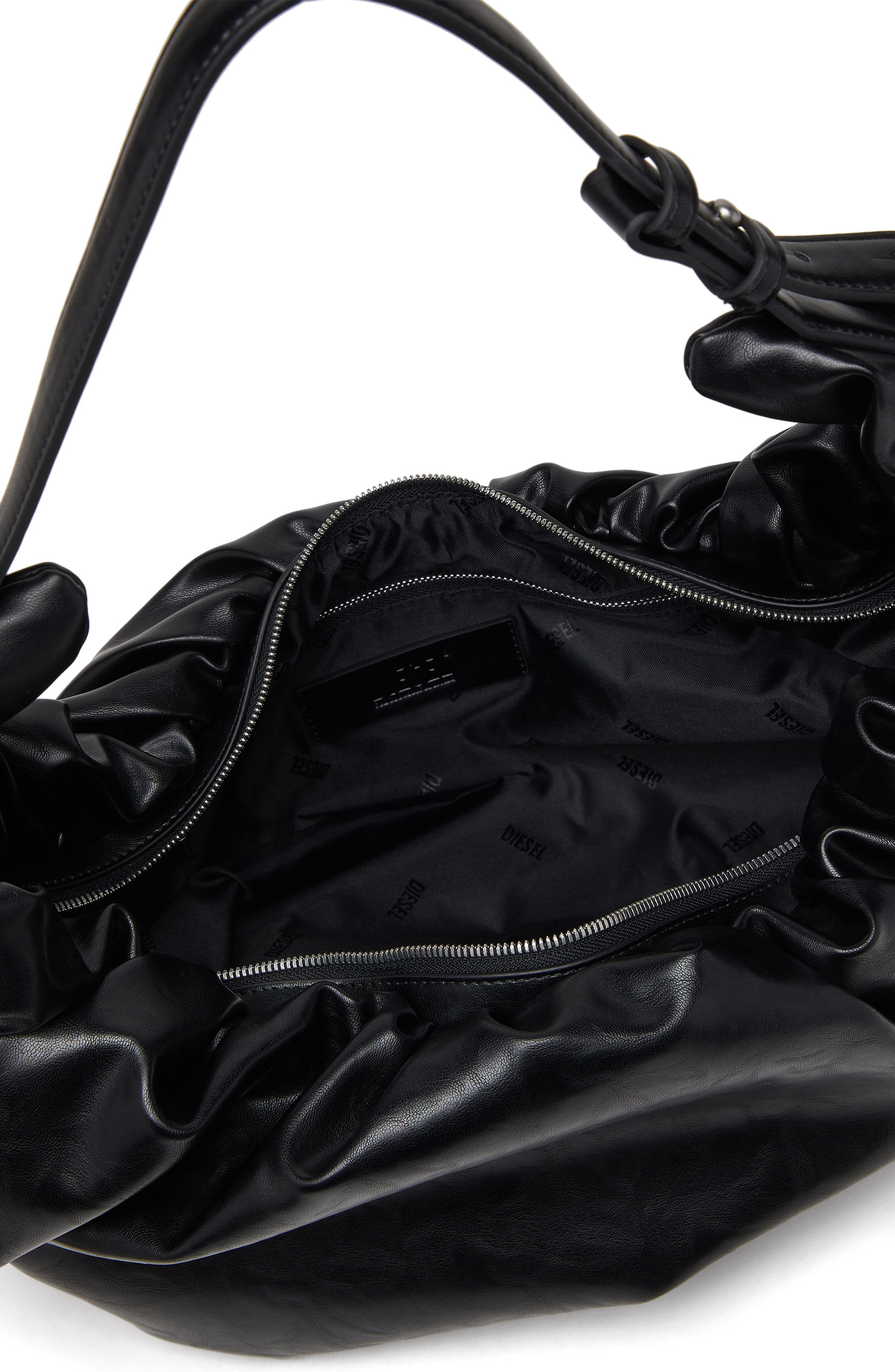 Grab-D Large Faux Leather Hobo Shoulder Bag, Alternate, color, BLACK