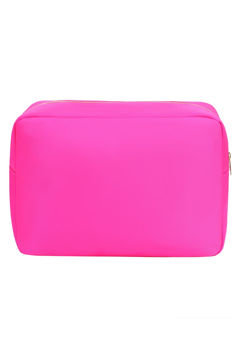 XL Heart Patch Cosmetic Bag with Insert, Alternate, color, HOT PINK